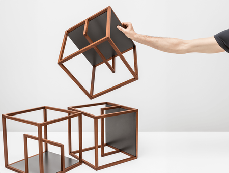 Modulares Möbelsystem Text Block Holz, tre product, Einzelset