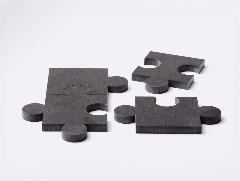 Podkładki marmurowe Stonecut Puzzle, tre product, czarne